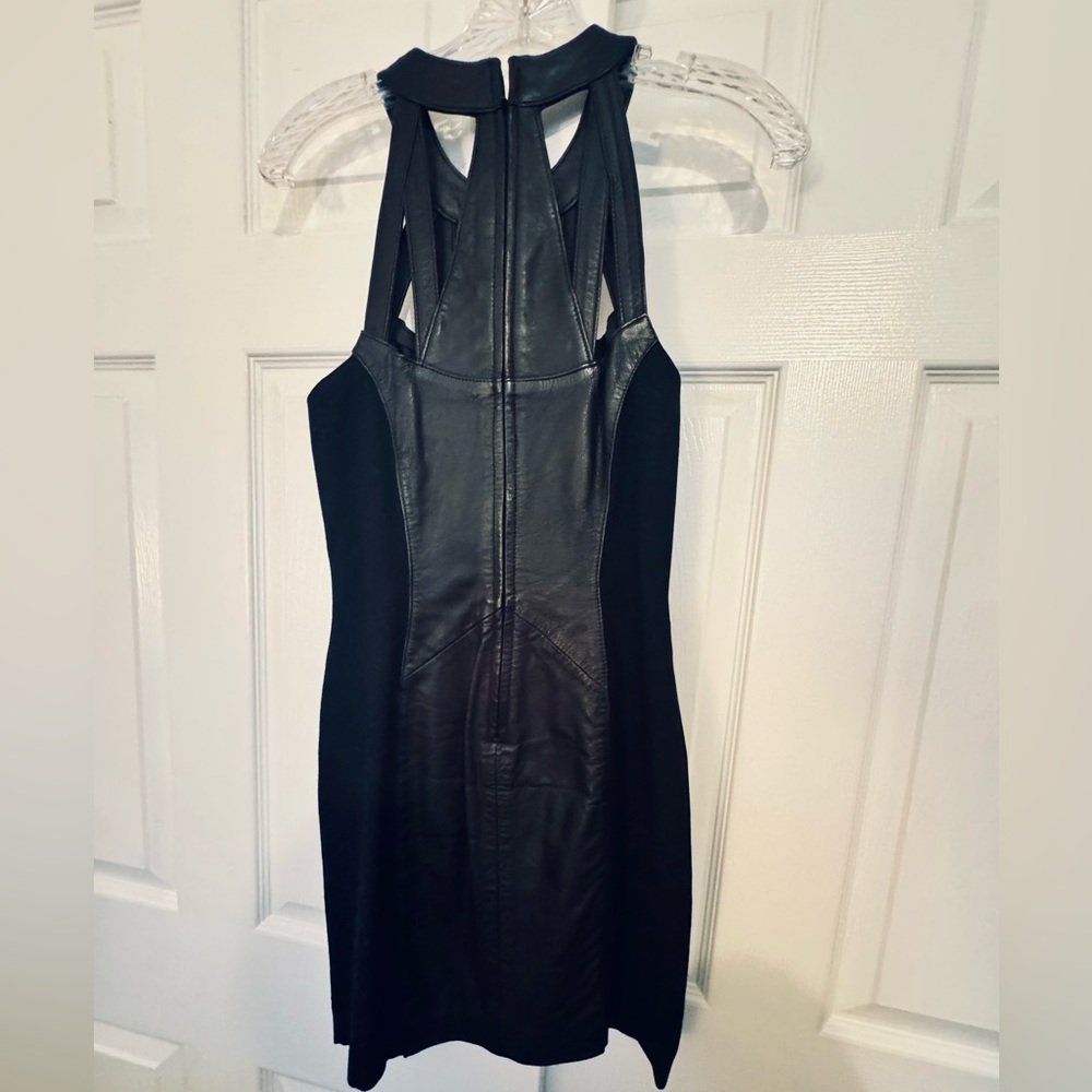 Wilson Black Leather Mini Dress with Cut-Outs - Picture 3 of 4